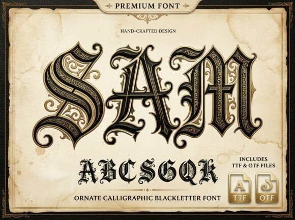 Unleash Gothic Majesty with the Sam Blackletter Font